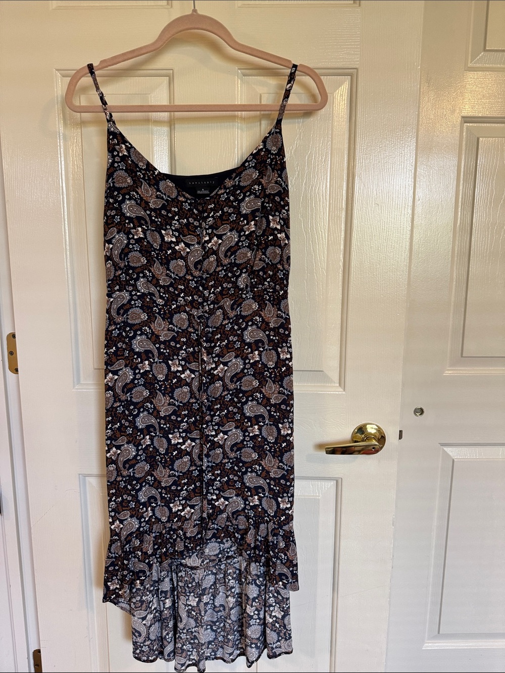 Sanctuary Black Paisley High-Low Slip Dress